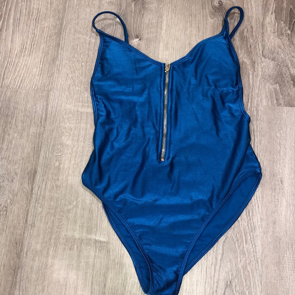 Blue zip up one piece
